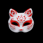 Jaapani mask pool n&auml;gu k&auml;sitsi maalitud kassi rebase mask Anime maskeraad Halloweeni festivali Cosplay rekvisiit