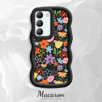 V&auml;rvitud muster Big Wave Edge pehme silikoon materjal Macaron telefoni &uuml;mbris p&otilde;rutuskindel kaitsev kummist korpus OnePlus Vivo Motorola Moto jaoks Vivo Y20S [G] must