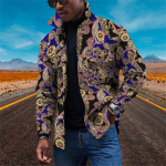 Meeste moetrend igap&auml;evane vabaaja tr&uuml;kitud pikkade varrukatega n&ouml;&ouml;biga sulejope XXXL must