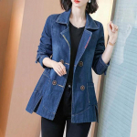 Naiste teksajakk kevad s&uuml;gis denim mantel naiste korea vabaaja lahtine tuulejope kauboi pealisr&otilde;ivad XXXXL sinine