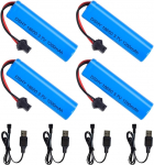4 tk Li-ion laetav aku 3,7 V 1200 mAh koos SM-2P pistikuga + USB-kaabel &ndash; &Uuml;hildub RC-autoga DE45 DE42 1:14 sinine