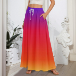 Naiste lendlevad volangidega &auml;&auml;ris, joonega maksiseelikud elastse v&ouml;&ouml;kohaga elegantsed mitmekihilised Boho pikad seelikud XXL