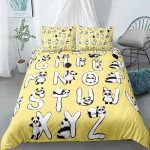 Panda tr&uuml;kitud 2/3 tk voodipesukomplekt, bambusest tekikate t&auml;iskasvanutele m&otilde;eldud voodiriiete ja padjap&uuml;&uuml;ride jaoks. US Twin(172x218cm)