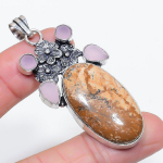 Natural Picture Jasper, Chalcedony 925 Sterling Silver Pendant 2.48 p5t58