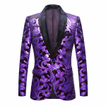 PYJTRL meeste moe sametine kuldne l&auml;ikiv litritega lillemustriga &uuml;likond jakk Slim Fit bleiser S lilla