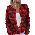 Naiste moodne pikkade varrukatega valentinip&auml;eva tr&uuml;kitud jakkkardigan L