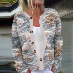 Naiste moe pikkade varrukatega j&otilde;ululumememm, lumehelvestega tr&uuml;kiga jope kardigan XXXL