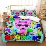 Sprunki voodipesukomplekt Incredibox 3D-prinditud muusikam&auml;ng tekikottide komplekt pehme &uuml;heinimesevoodi kaheinimesevoodi queen-size kuninglik suurus Sprunki kingitused lastele EU Double(200x200cm)