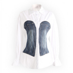 Niche Design Kevad 2025 V&auml;rviplokkide Patchwork Denim Korsettpluus Naistele Small valge