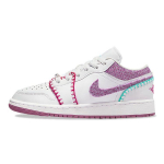 Air Jordan 1 Low SE GS Kootud Laste Tossud Valge Kiire-Roosa Pleegitatud-Sinakasroheline DM9037-100 38