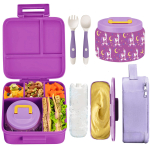 Bento l&otilde;unakarp lastele 8oz isoleeritud vaakumtoidutopsi, l&otilde;unakoti, j&auml;&auml;koti ja painduva kahvli&lusikaga, Lekkimiskindel 5&Other&1 lilla