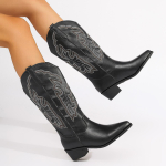 Suur suurus 43 Kvaliteetsed plokk-kontsaga keskpikad valged teksap&uuml;ksid Naistele Vintage Country Kontsert L&auml;&auml;ne-saapad Kingad Zapatos Mujer 36 must