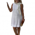 Naiste suvine kleit varrukateta &uuml;mara kaelusega &uuml;hev&auml;rviline p&otilde;lvepikkusega vestkleit lahtine pulloverkleit igap&auml;evaseks kandmiseks kohtinguteks M