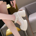 Cute Tabi Ballet Heels with Strap, Shiny Leather Mary Block Heel Shoes for Girls, Dressy Split Toe Pumps for Back to School, Sorority & Gifts 37