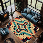 Boheemlase stiilis vaip geomeetriliste totemitega V&auml;rvilised vaibad T&auml;isvaipkatteks elutubades ja magamistubades retro teemantv&otilde;rguga vaip 80x120cm gray