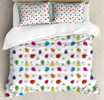 Lepatriinud Voodipesukomplekt Tekk Tekikott Padjap&uuml;&uuml;rid Abstract Bug Muster Paljude Erinevate De Voodikate Kaas Kahekohaline Voodikomplekt EU Single(135*200cm)3pcs