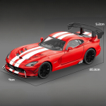 1:24 DODGE Viper ACR 2016 Super Sport Kupee M&auml;nguauto Valatud Metallist Autod M&auml;nguasi T&otilde;mmatav Mudelautod Heli ja Valgusega Lapsele punane