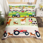 Armas Multikas Talu Loomade Tekikate Veoauto Traktor Voodipesu Komplekt Talumaja Maakodu Hubane Tekikate Poiste Teismeliste Toa Dekooriks 180*220cm 3pcs