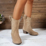 Naiste saapad 2026 Uued Retro Nahast Cowboy Ankle Boots Mugavad Tikitud 2026 S&uuml;gis Seksi K&otilde;rged L&uuml;hikesed Saapad Botas Mujer 39 khaki