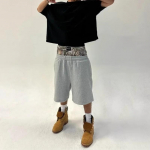 Unisex Y2K kamuflaaž topelt v&ouml;&ouml;kohaga l&uuml;hikesed p&uuml;ksid Harajuku tikitud vabaaja sport l&uuml;hikesed naiste hiphop k&otilde;rge v&ouml;&ouml;kohaga t&auml;navar&otilde;ivaste p&uuml;ksid S hall