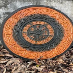 Viking Round Shield keskaegne puidust nikerdatud Cosplay Knight Battle seinakaunistus