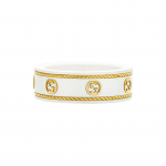 Gucci Ikoon Interlocking Double G L&auml;ikiv 18K Kuldne S&otilde;rmus Naiste s&otilde;rmused Valge 606826-J85V5-8062 18