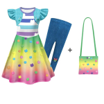 26255 Laste T&uuml;drukute Gabby Prinditud Volangidega Kleit P&uuml;ksid Kott Komplekt Riietus Halloween Cosplay Kost&uuml;&uuml;mid 130cm mitmev&auml;rviline