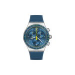 Swatch Kvartsliigutusega 30 Meetrit Veekindel Kell 49 Mm Sinine sihverplaadi Roostevabast terasest korpus Kummirihm Unisex kellad H&otilde;bedane YVS482 Blue Dial