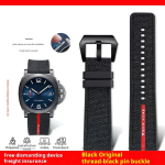 Panerai SUBMERSIBLE rihma jaoks Luna Rossa PAM1466 PAM1391 PAM1565 K&auml;ev&otilde;ru Kummirihm 22mm 24mm 26MM Meeste Veekindel Kella Rihm 26mm black