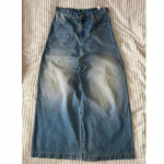 Ameerika Harajuku Vintage Prindiga teksap&uuml;ksid Y2K Meeste pestud hallid sirged p&uuml;ksid Street Gothic laiad unisex p&uuml;ksid Trend M sinine