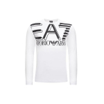 Emporio Armani EA7 Kirjatr&uuml;kiga &Uuml;mmarguse Kaelusega Pikkade Varrukatega T-s&auml;rk Meeste pealmine riietus Valge 3HPT11-PJ02Z-1100 XXL gray