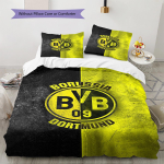 Borussia Dortmundi Muster Voodipesukomplekt Tekikate Padjap&uuml;&uuml;r Kodukaunistus Kingitus (1 * tekikott + 2 * padjap&uuml;&uuml;ri, ilma s&uuml;damikuta) 135x200cm yellow