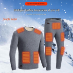 Kuumutav aluspesu kaheosaline komplekt meestele ja naistele - Fliisvoodriga soojuse tagamiseks 3XL gray