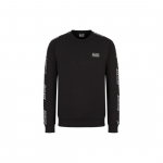 Emporio Armani Ss23 Ea7 Seeria T&auml;hekujuline Logo Prindiga &Uuml;mmarguse Kaelusega Pikkade Varrukatega Pusas&auml;rk Meeste pusas&auml;rk Must 3RPM08-PJ05Z-1200 S