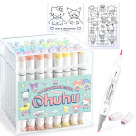 Sanrio tegelased x Ohuhu Illustratsioonipintsel Peen 48 Pastell Hele Professionaalne Marker Sisaldab 1 Blenderit Honolulu B Seeria Markereid, Otsik, Otsik,