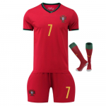 2024-25 Portugal Ronaldo Kodune Jalgpallis&auml;rgi Komplekt F&auml;nniversioon 110-120 CM