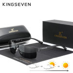 KINGSEVEN Meeste Polariseeritud Fotokroomsed P&auml;ikeseprillid Disain Naiste Kameeleon P&auml;ikeseprillid UV400 Peegeldusvastased Ruudukujulised Prillid S&otilde;itmiseks black