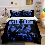 Billie Eilish Sinine Voodipesukomplekt Voodipesu Tekikoti Komplekt Tekikott Padjap&uuml;&uuml;rid (1* Tekikott 2* Padjap&uuml;&uuml;ri, without tekikate) 135x200cm