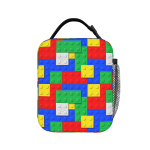 Retro 8-bitiline Piksel Ehitusplokkide Kunst L&otilde;unapiknikukott Mugav L&otilde;unakarp Unisex Pikniku Disaineriga K&uuml;lmakott Termilised L&otilde;unapiknikukotid One Size blue