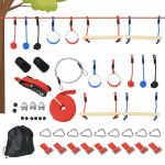 Ninja takistusrada lastele 30 tarvikut ja kandekott 10 m slackline sinine must punane 1000 x 40 x 100 cm