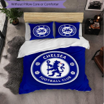 Chelsea FC 3-osaline voodipesukomplekt Pehme tekikott komplekt padjap&uuml;&uuml;ridega Tr&uuml;kitud magamistoa dekoratsioonikomplekt koju 135cm*200cm