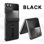 Samsung Galaxy Z Flip 7 jaoks - Esmaklassiline nahast metallist alusega &uuml;mbris automaatse tagasil&ouml;&ouml;giga vedruga liigendi kaitsekattega Galaxy Z Flip7 must