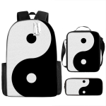 Luksuslik Uudne Omap&auml;rane Lahe Tai Chi Yin Yang 3D Prindiga 3 tk/komplekt &otilde;pilane Koolikotid S&uuml;learvuti P&auml;evakott Seljakott L&otilde;unakott Kogu white