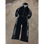 Unisex &Uuml;legabariidiline Kapuutsiga T&otilde;mblukuga Dressipluus Sobiva Kirjatr&uuml;kiga Jooksup&uuml;kste Komplekt Streetwear Small black