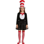 Punavalgete triipudega kass Cosplay kost&uuml;&uuml;m TheCat in the Hat Cosplay kost&uuml;&uuml;m Kass m&uuml;tsis 150 black