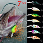Sougayilang Crankbaits Fishing Bait Minnow Fishing Lure Bait Fishing Hard Lure Pack of 7