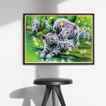 Teemantmaal Ristpistes J&otilde;e&auml;&auml;rsed Tiigrid 3D Teemantmaal Rhinestone Piltide Tikand 20X30CM