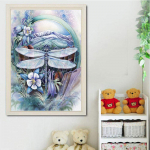 5D DIY teemantmaal  Dragonfly & Flowers  tikandid ristpistega kivist mosaiikmaal 20X30CM
