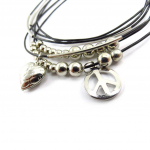 Les Tr&eacute;sors De Lily [J6840] - Bracelet fantaisie 'Chor&eacute;graphie' noir argent&eacute; h&otilde;be