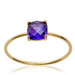 Kullatud s&otilde;rmus  Unikaalne  kuldne amet&uuml;st - 6x6 mm 56 lilla
